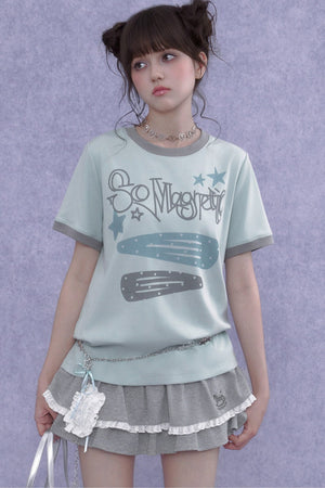 Sweet Cool Print T-Shirt Set-Up