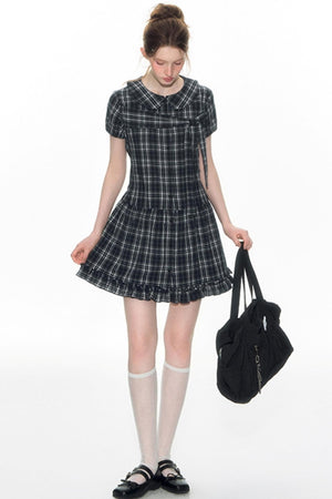 Sweet Cotton Plaid Skirt Set-Up