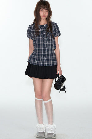 Sweet Cotton Plaid Skirt Set-Up