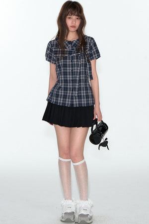 Sweet Cotton Plaid Skirt Set-Up