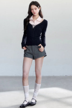 Sweet Knitted V-Neck Top