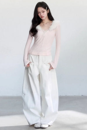Sweet Knitted V-Neck Top