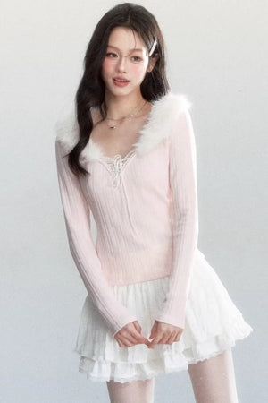 Sweet Knitted V-Neck Top