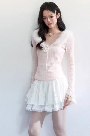 Sweet Knitted V-Neck Top