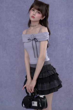 Sweet Light Purple One-Shoulder Top