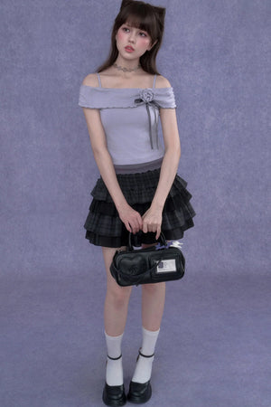 Sweet Light Purple One-Shoulder Top