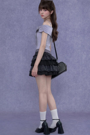 Sweet Light Purple One-Shoulder Top
