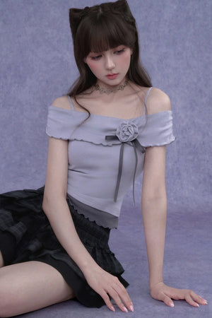Sweet Light Purple One-Shoulder Top