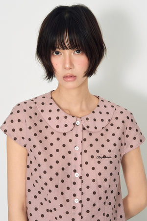 Sweet Pink Polka Dot Doll Collar Shirt