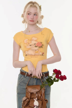 Sweet Rabbit Print T-Shirt
