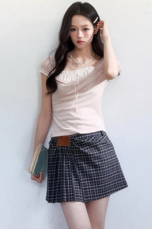 Sweet Retro Plaid Skirt Suit Set-Up