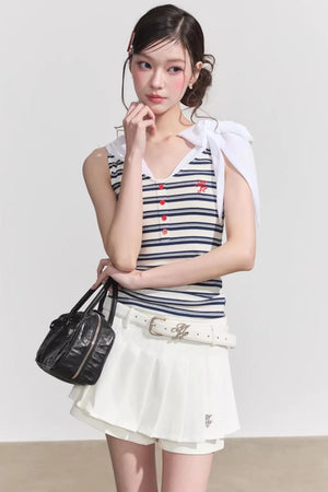 Sweet Striped Tie-Up Top