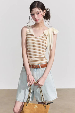 Sweet Striped Tie-Up Top