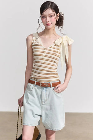 Sweet Striped Tie-Up Top