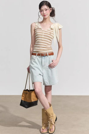 Sweet Striped Tie-Up Top