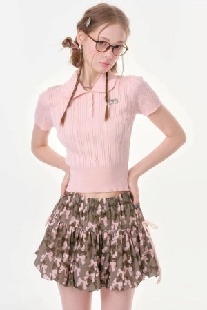 Sweet Twist Pink Knit T-Shirt