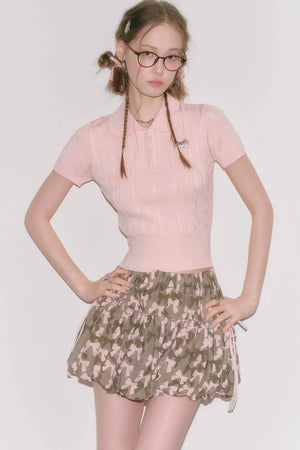Sweet Twist Pink Knit T-Shirt