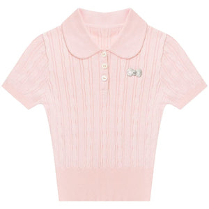 Sweet Twist Pink Knit T-Shirt