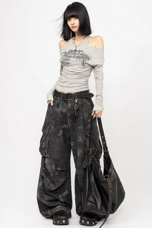 Swing Collar Design Slim T-Shirt