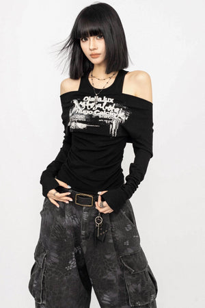 Swing Collar Design Slim T-Shirt