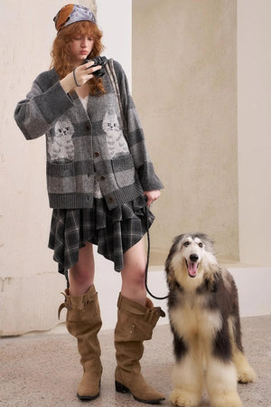Symmetrical Striped Knitted Cardigan Jacket