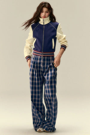 Tailored Plaid Pleated Trousers
