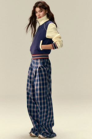 Tailored Plaid Pleated Trousers