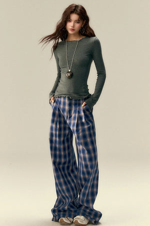Tailored Plaid Pleated Trousers