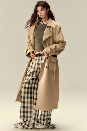 Tailored Plaid Pleated Trousers