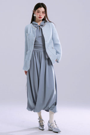 Taylor Grey-Blue Hooded Dress