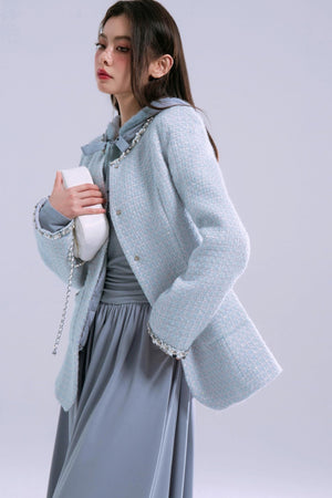 Taylor Grey-Blue Hooded Dress