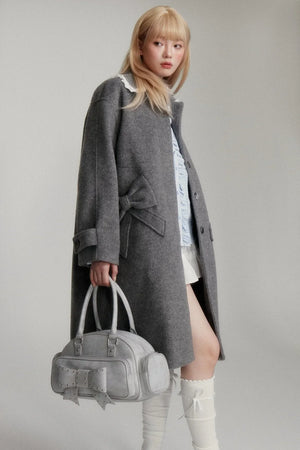 Temperament Gray Dropped Shoulder Coat