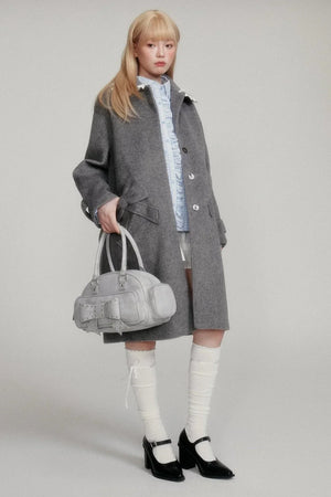 Temperament Gray Dropped Shoulder Coat