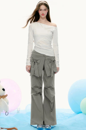 Temperament Slanted Shoulder T-Shirt