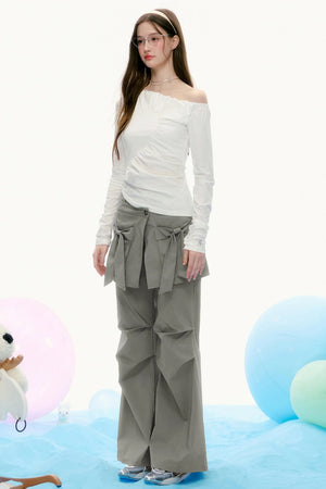 Temperament Slanted Shoulder T-Shirt
