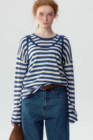 Tencel Knit Striped Two-Piece Set-Up