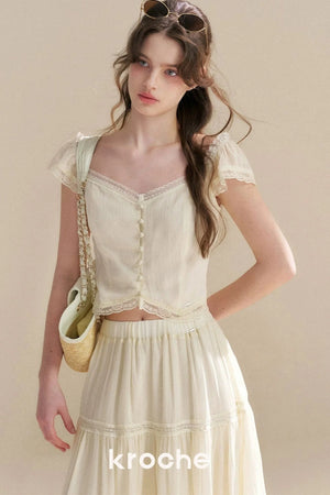Tencel Lace Top and Skirt Set
