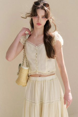 Tencel Lace Top and Skirt Set