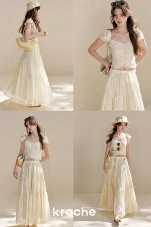 Tencel Lace Top and Skirt Set