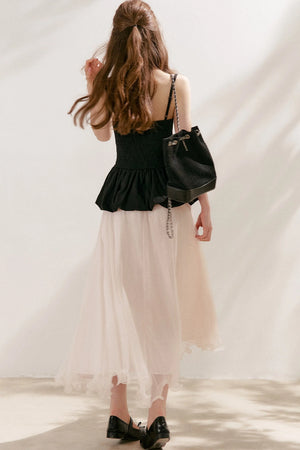 Tencel Linen Cotton Peplum Bow Camisole Top