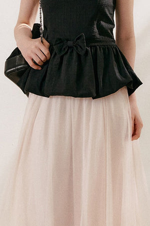 Tencel Linen Cotton Peplum Bow Camisole Top