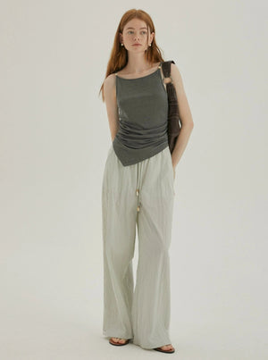 Tencel Pinch-Pleated Tank Top