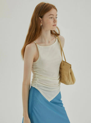 Tencel Pinch-Pleated Tank Top