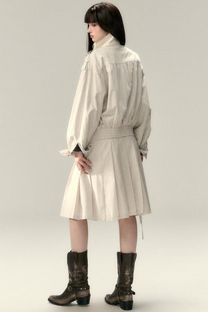 Tencel Pleated Streamer Midi Skirt