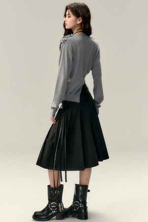 Tencel Pleated Streamer Midi Skirt
