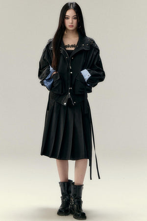 Tencel Pleated Streamer Midi Skirt