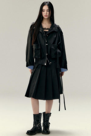 Tencel Pleated Streamer Midi Skirt