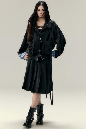 Tencel Pleated Streamer Midi Skirt