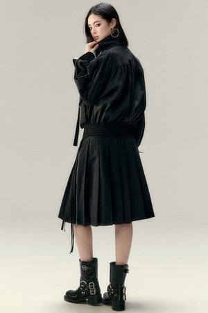 Tencel Pleated Streamer Midi Skirt