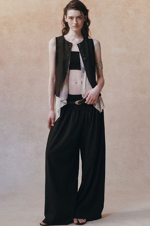 Tencel Ramie Asymmetric Tie-Up Vest